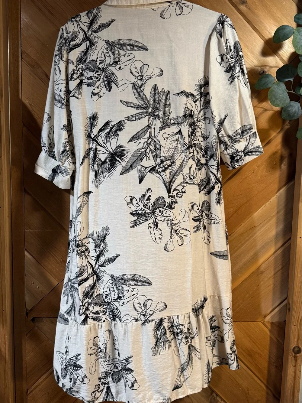 Mlle Gabrielle Ivory Dress with Black Botanical Print - Picture 2 of 3